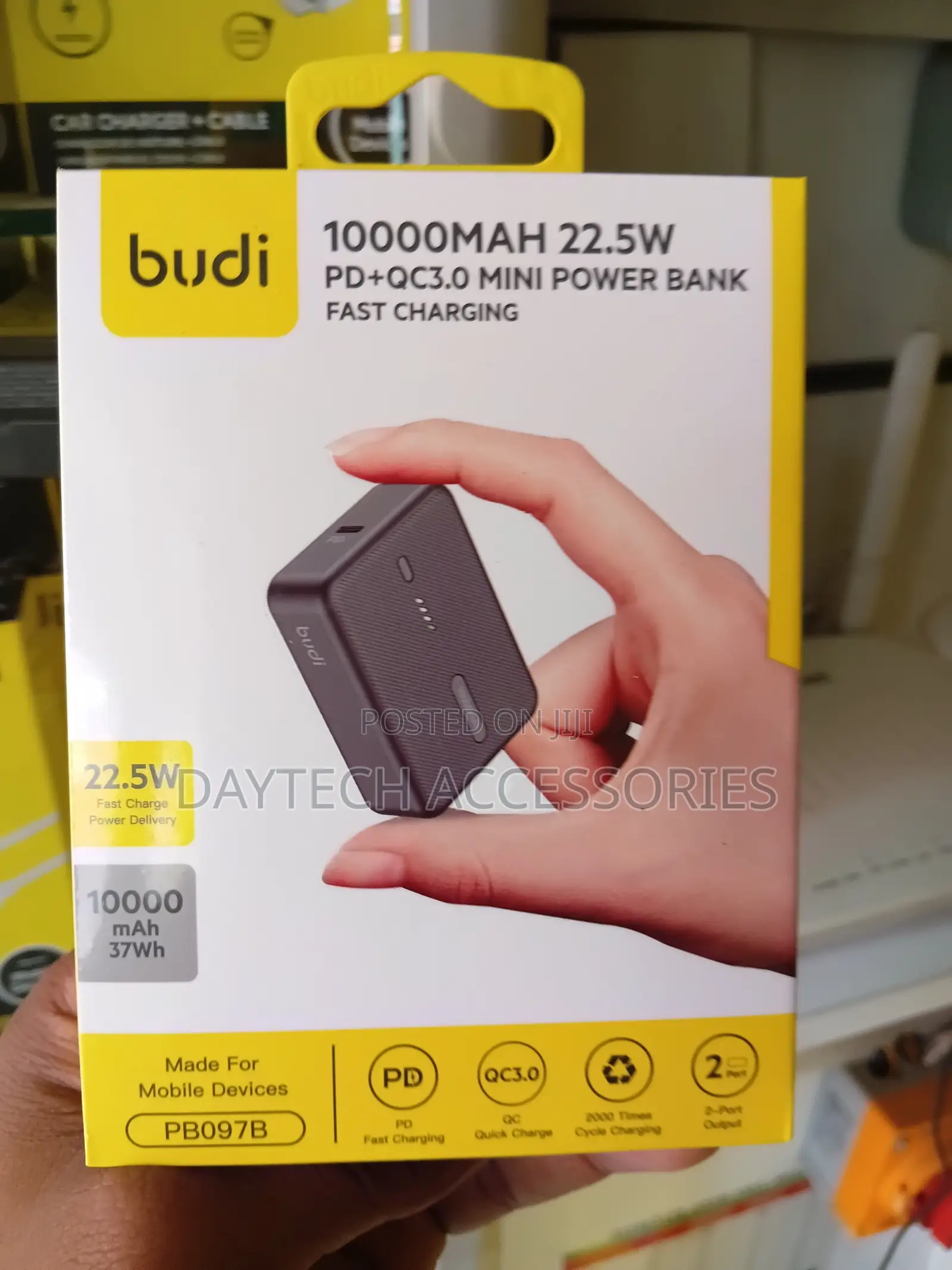 BUDI10000mAh 22.5W PD + QC3.0 Mini Power Bank Compact Fast Charging.