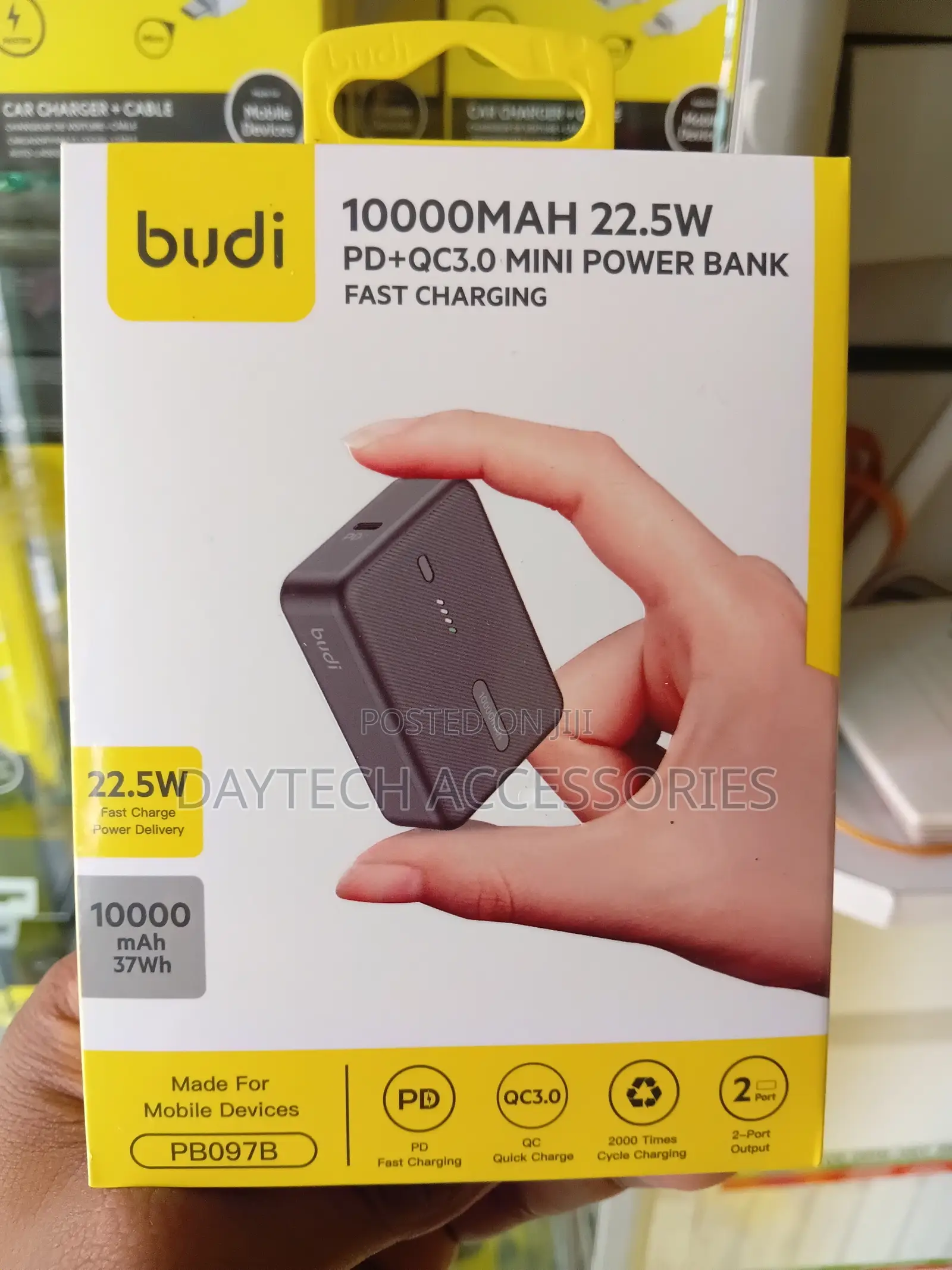 BUDI10000mAh 22.5W PD + QC3.0 Mini Power Bank Compact Fast Charging.
