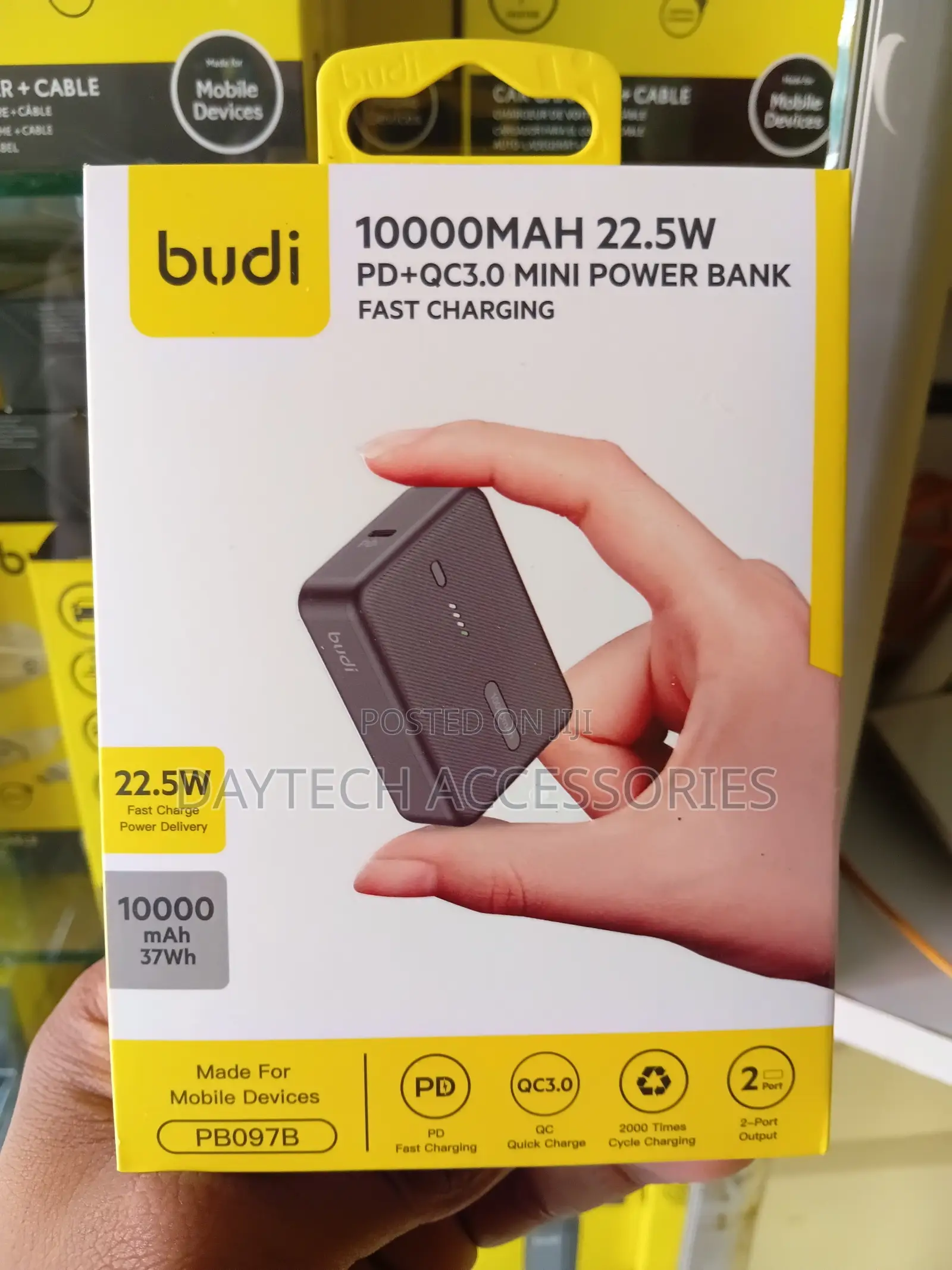 BUDI10000mAh 22.5W PD + QC3.0 Mini Power Bank Compact Fast Charging.