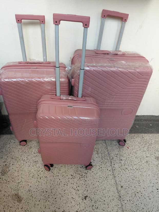 Stylish Boniao Unbreakable PP Suitcase Set – Pink 3-Piece