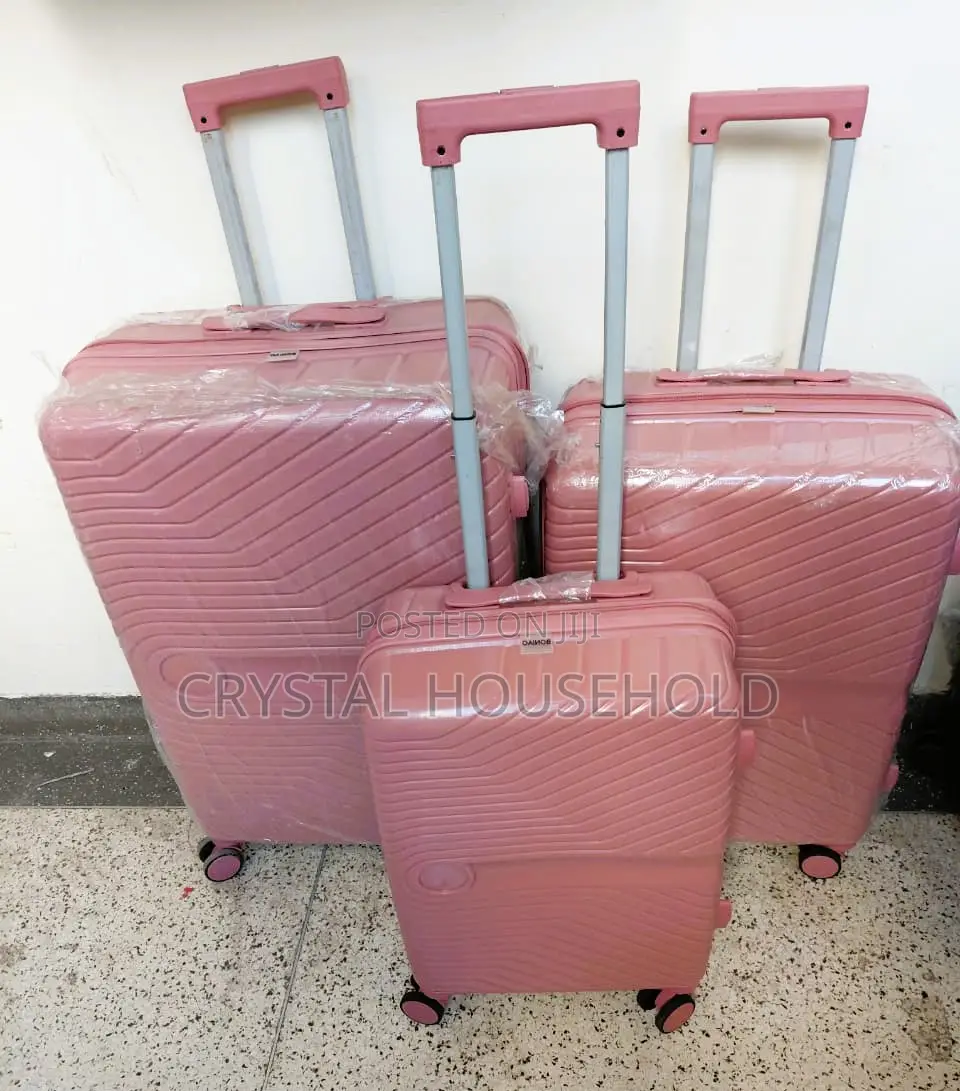 Stylish Boniao Unbreakable PP Suitcase Set – Pink 3-Piece