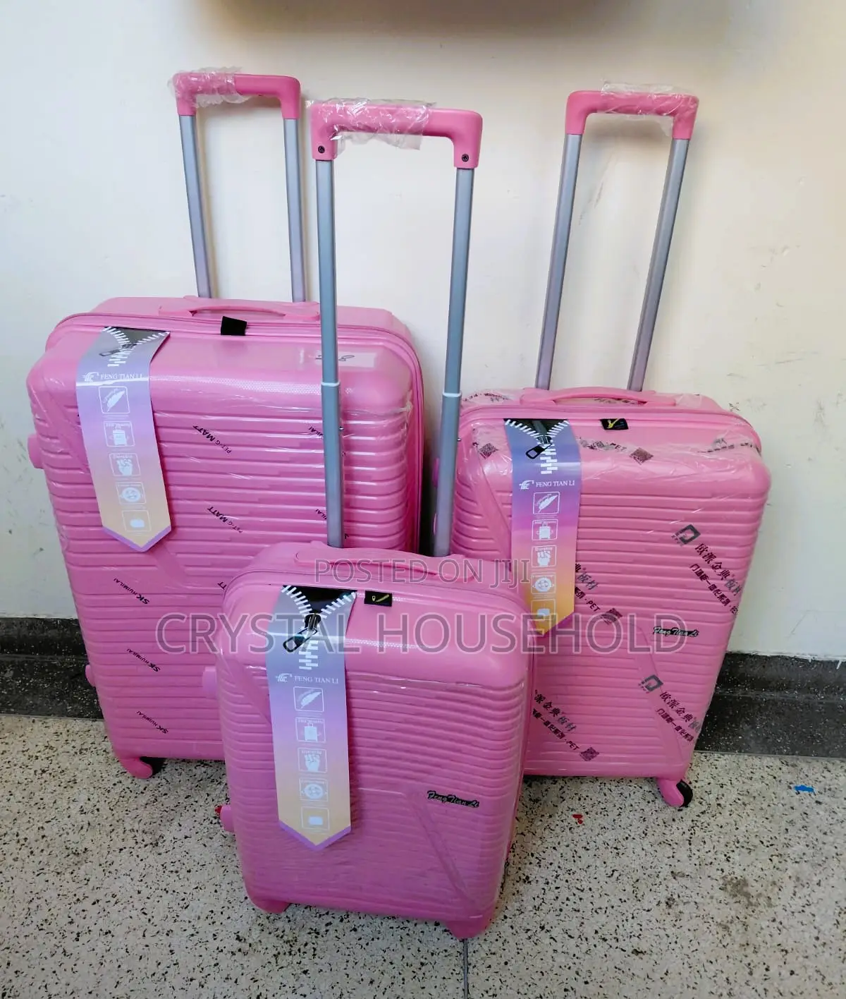 Vibrant Unbreakable PP Suitcase Set – Bright Pink 3-Piece