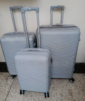 Modern Unbreakable Rubber PP Suitcase Set – Silver Grey 3-Piece