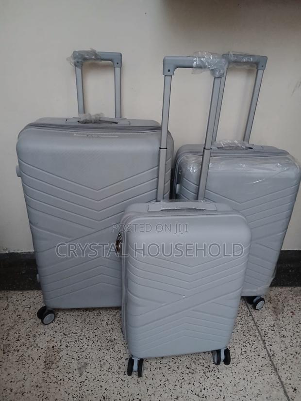 Modern Unbreakable Rubber PP Suitcase Set – Silver Grey 3-Piece - thumbnail 2