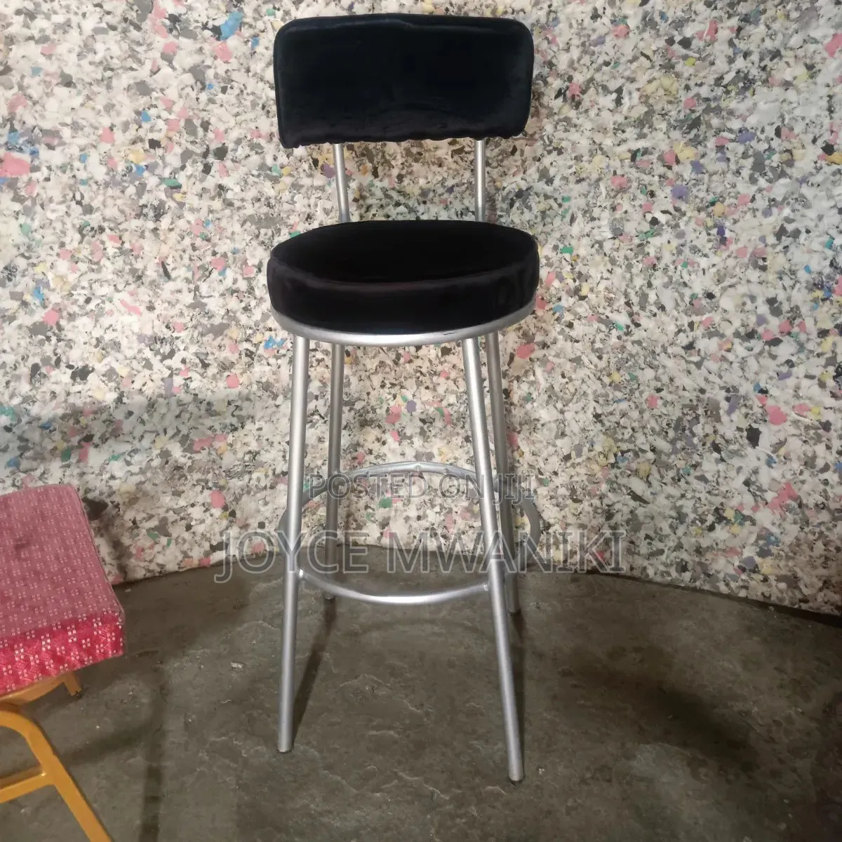 Counter or Kitchen Island Stool, Silver and Black 