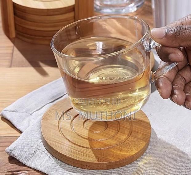 *6PCS Ecofriendly Round Bamboo Coaster Set* - thumbnail 2