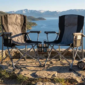 Luxury Portable Folding Camping Chair With Padded Armrests Organizer