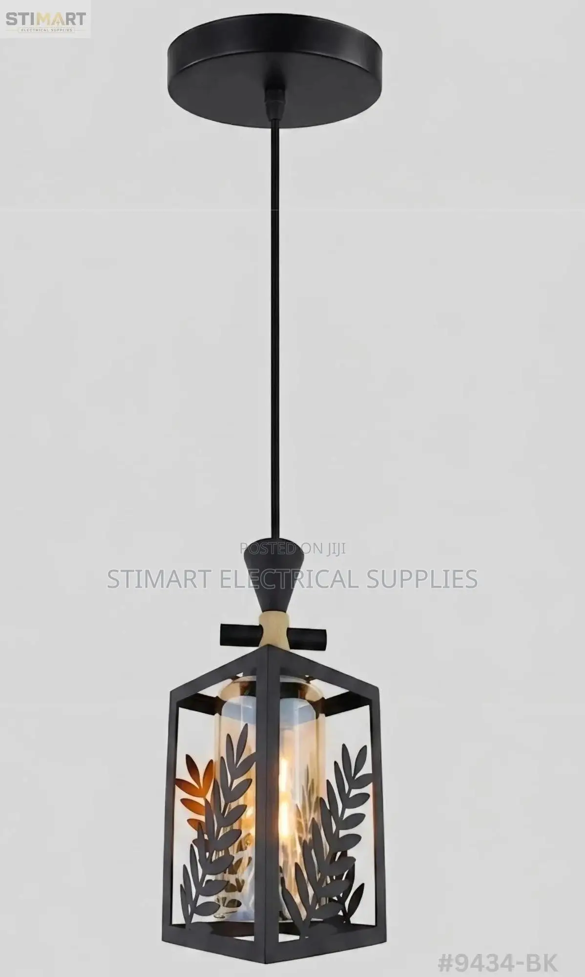 Floral Black Metal Pendant Light