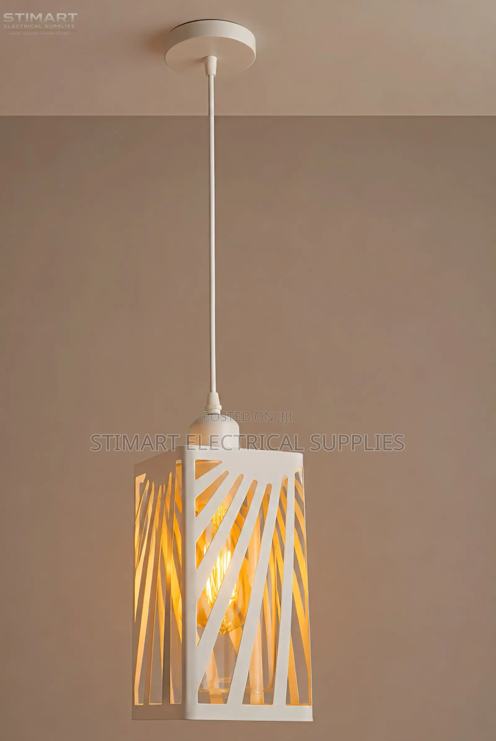 White Geometric Metal Pendant Light
