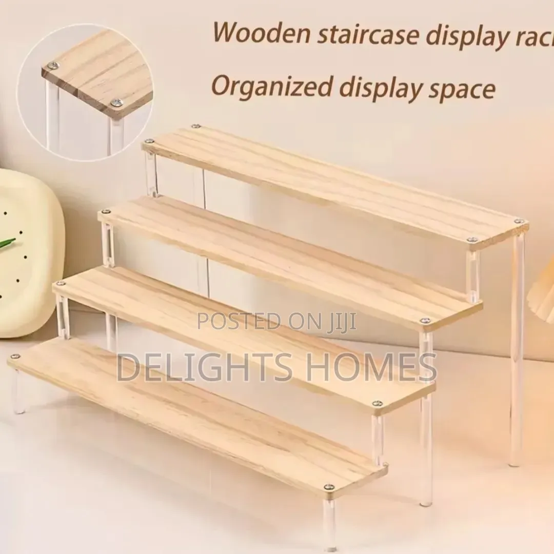 4-Tier Wooden Acrylic Perfume Display Stand-Bli