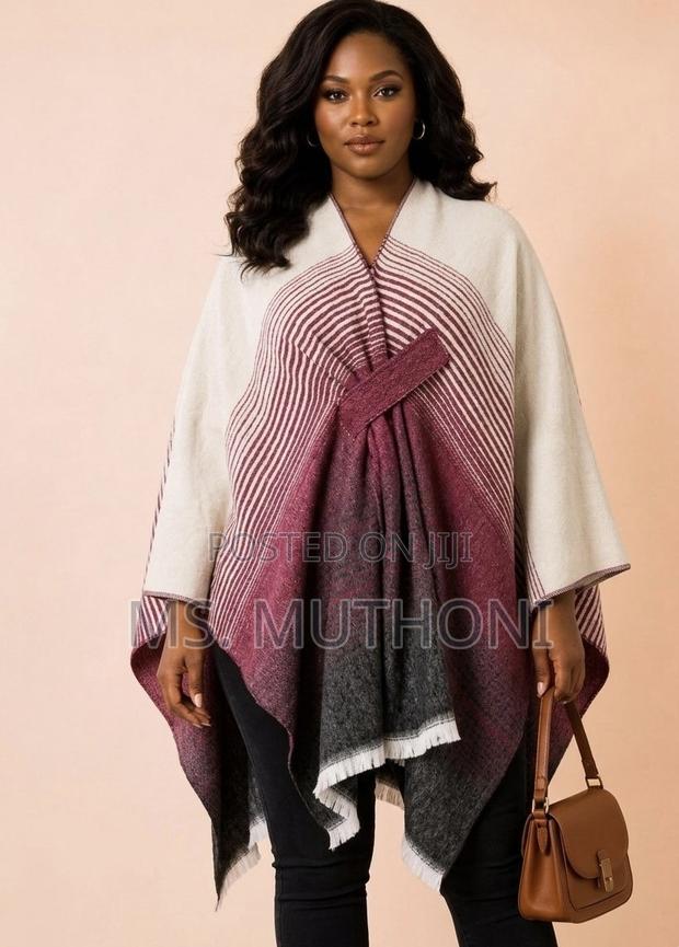 Stylish Open-Front Warm Poncho - main view