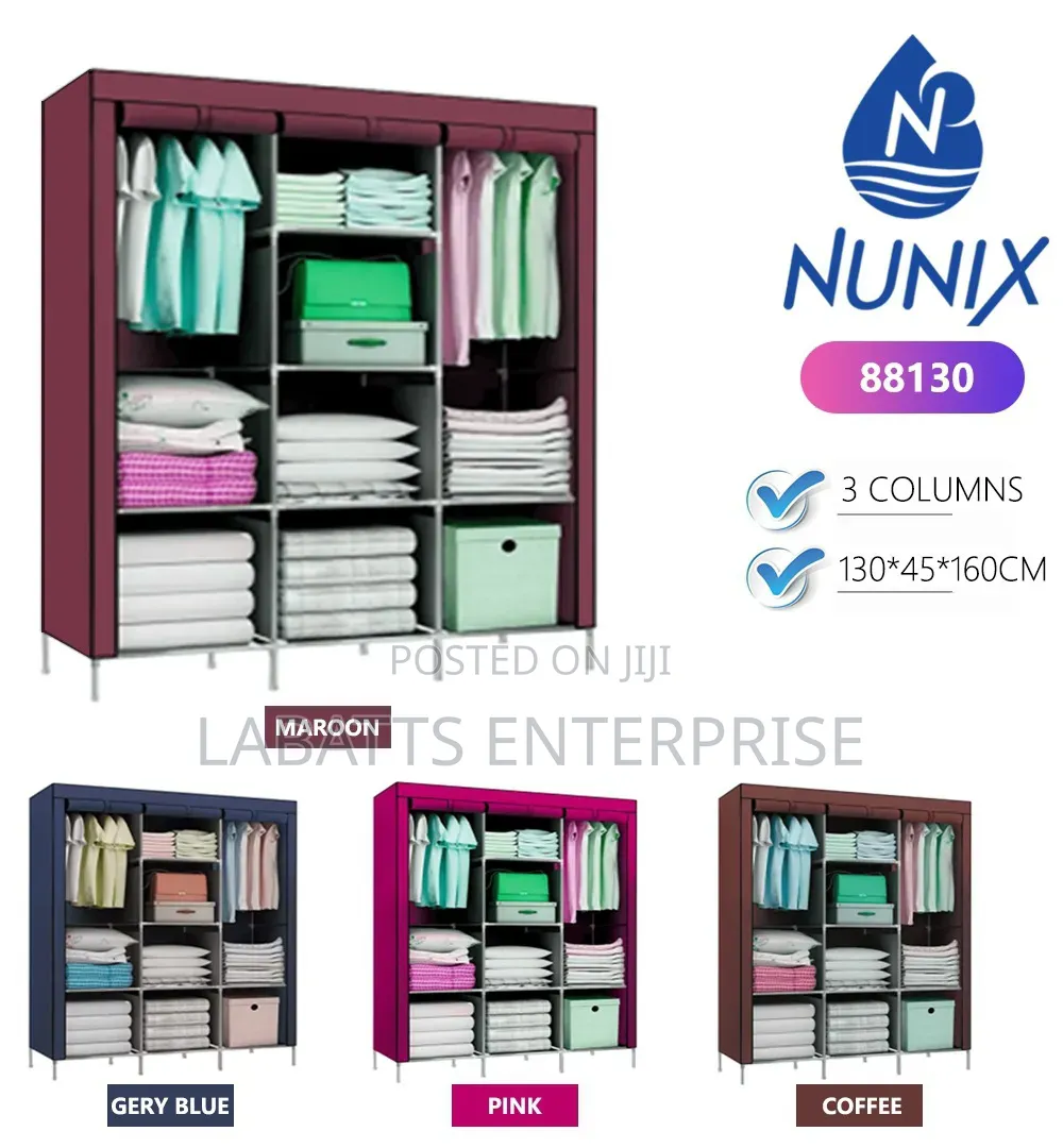 Portable 3-Column Metal Wardrobe – Smart Organized Storage Solution
