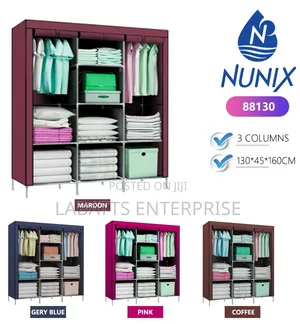 Portable 3-Column Metal Wardrobe – Smart Organized Storage Solution