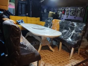 6 Seater White and Gray Dining Set
