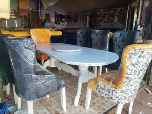 6 Seater White and Gray Dining Set