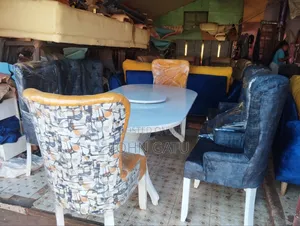 6 Seater White and Gray Dining Set