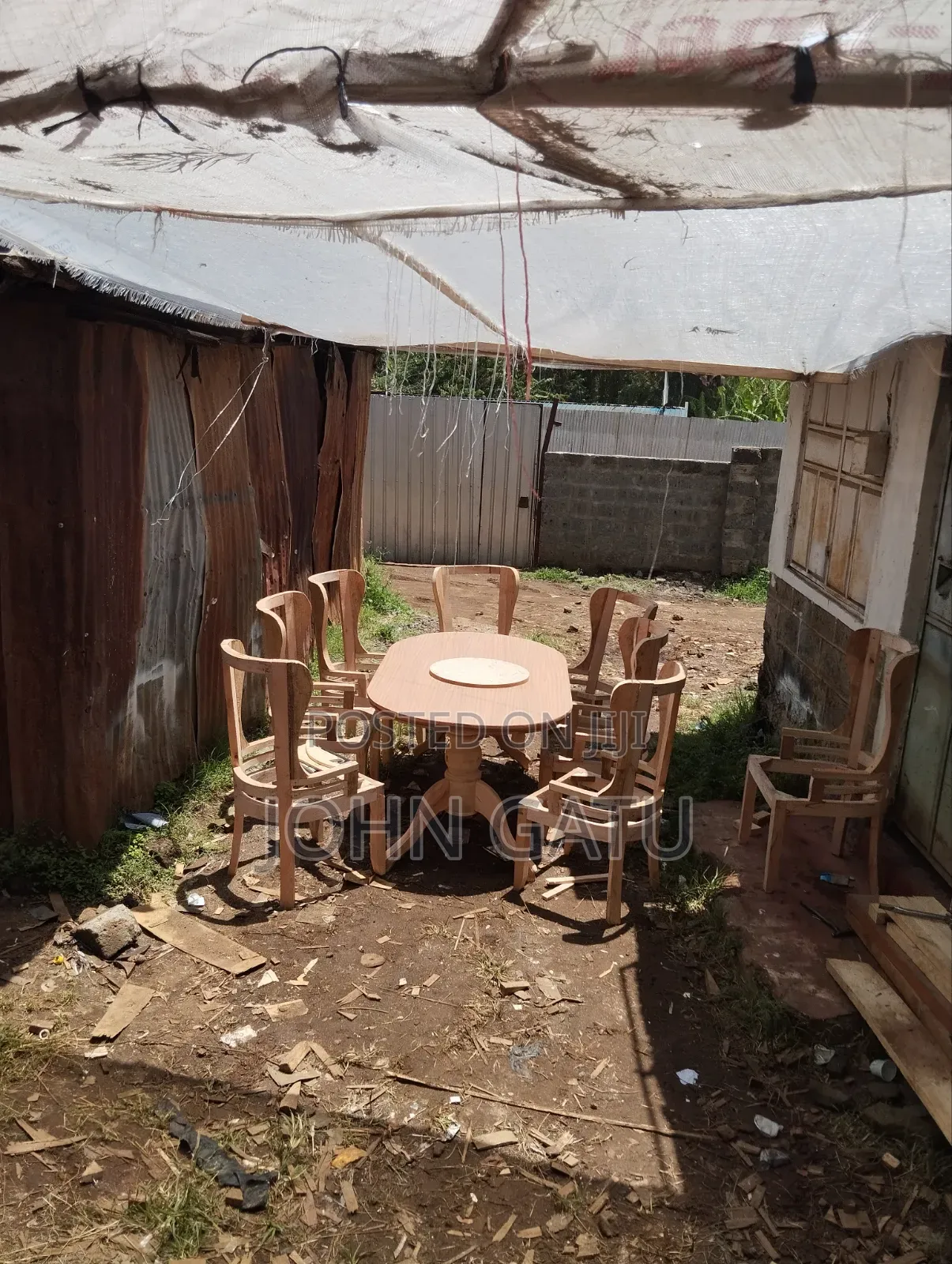 6 Seater White and Gray Dining Set