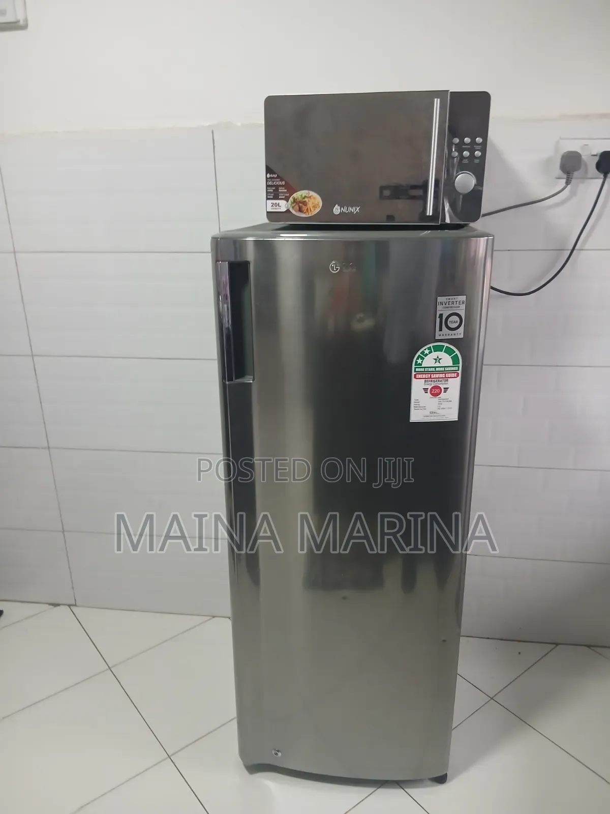 LG 220L 60W Fridge and Nunix 20L Microwave