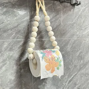 Creative Natural Wood Beaded Toilet Paper Roll Holder-Bli