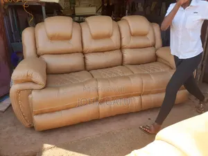 Brown Puffy Semi Recliner