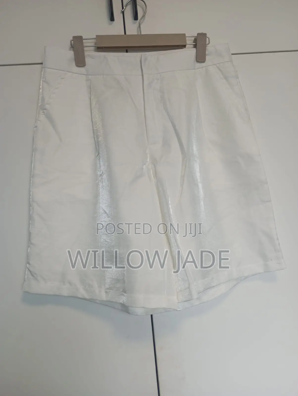 White High-Waist Satin Dress Shorts - Size 10