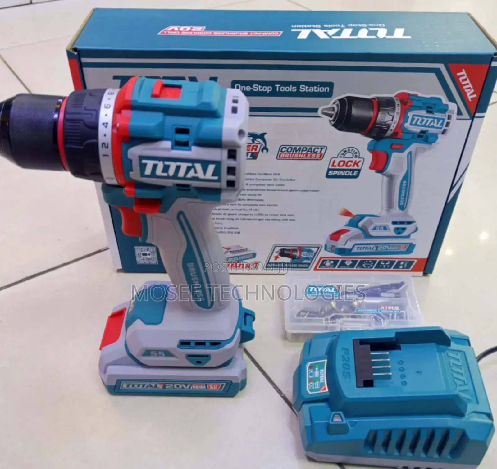 TOTAL 20V Cordless Drill – Powerful Rechargeable Electric Drill