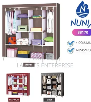 4-Column Portable Metallic Wardrobe – Spacious Durable Storage