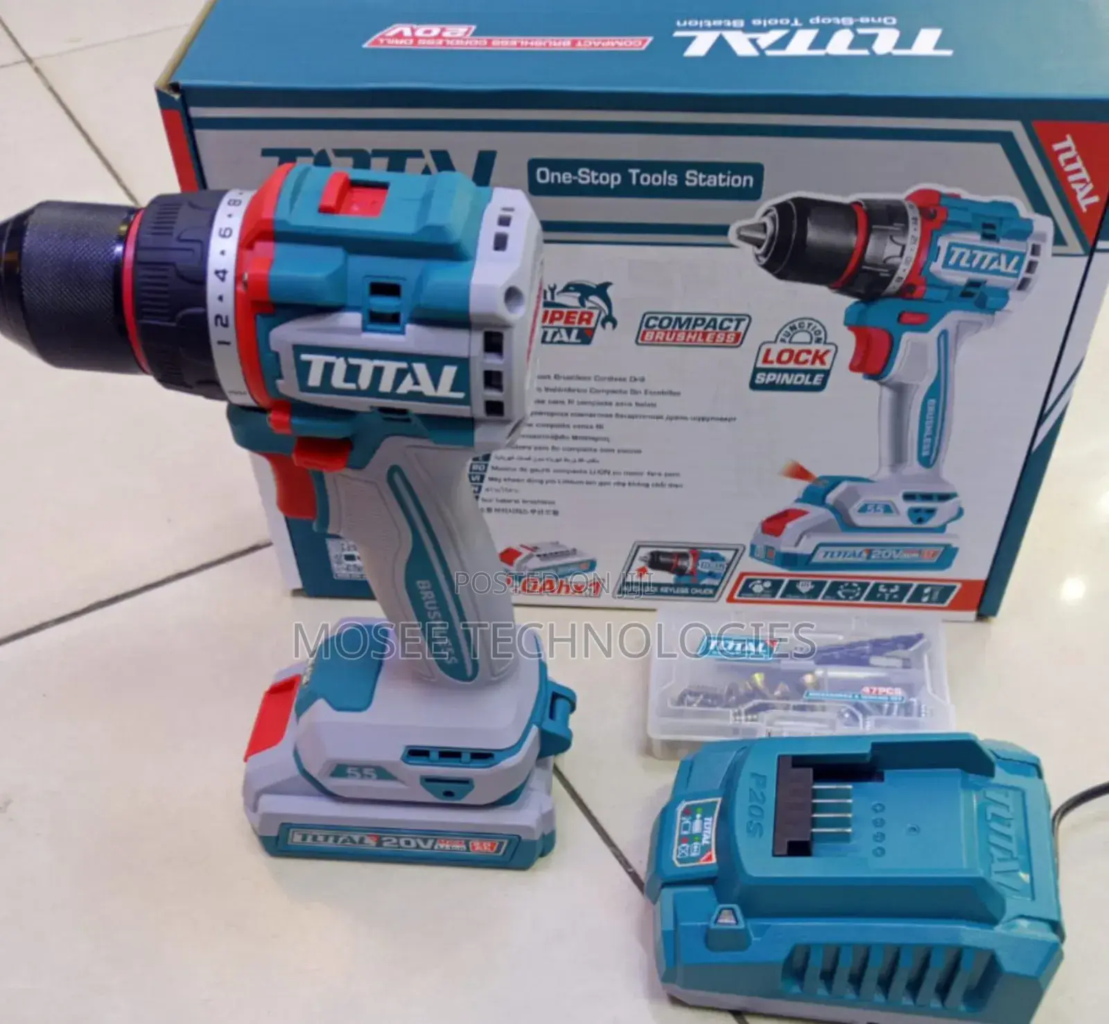 TOTAL 20V Battery-Powered Cordless Drill for DIY & Workshop
