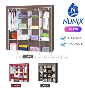 Portable 4-Section Metallic Wardrobe – Smart Space-Saving Organizer