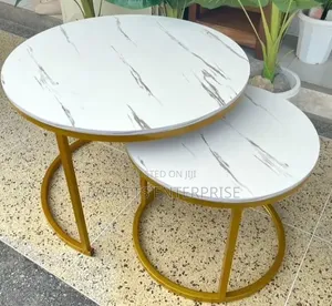 White Marble-Effect Nesting Coffee Table – Modern Elegant