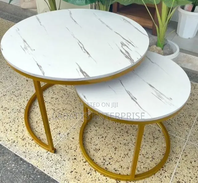 White Marble-Effect Nesting Coffee Table – Modern Elegant