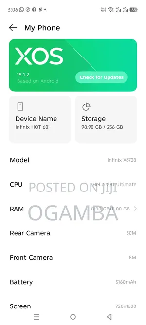 Infinix Hot 60i 256 GB Gray