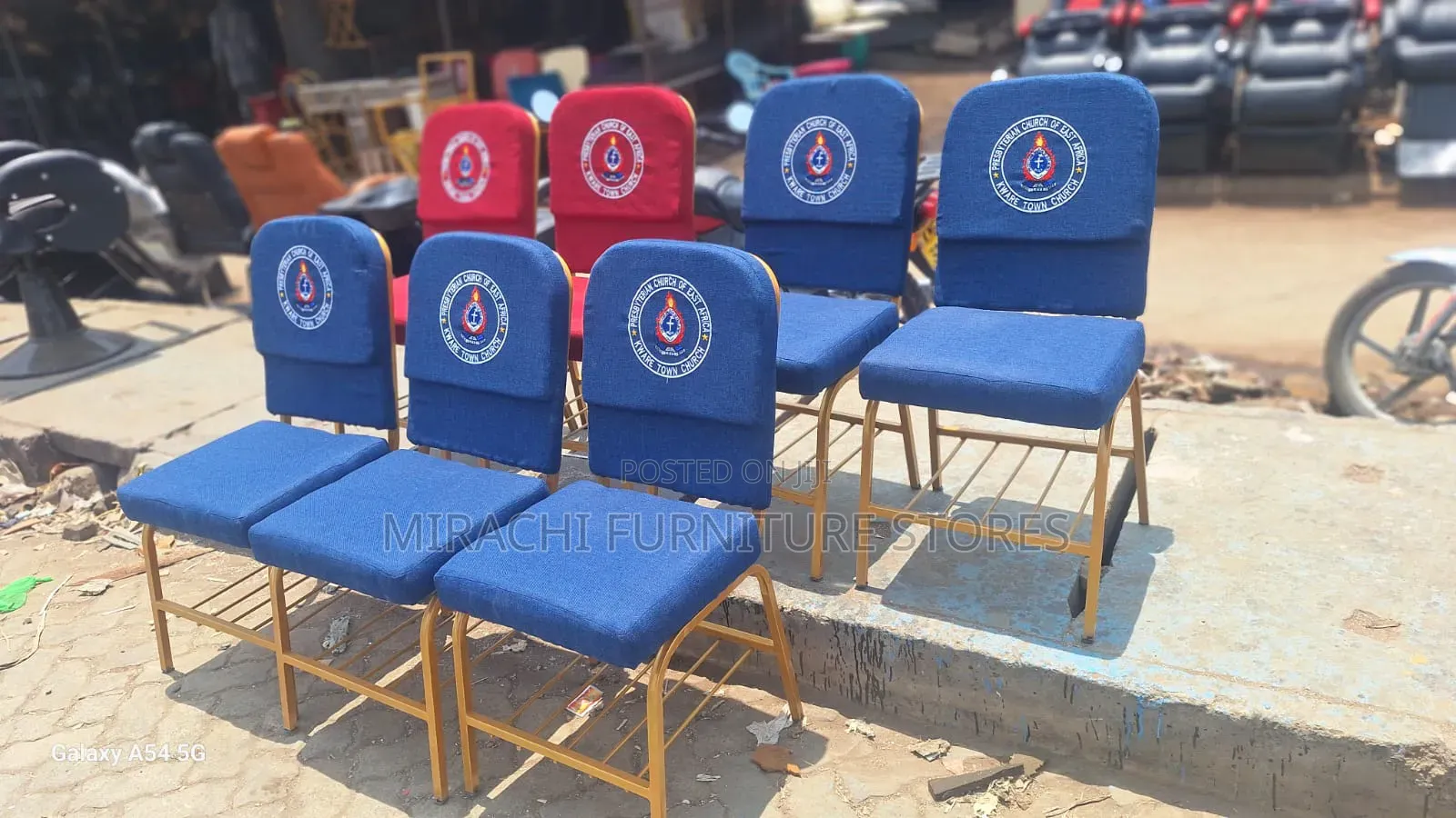 Blue Ad Gold Church Seats