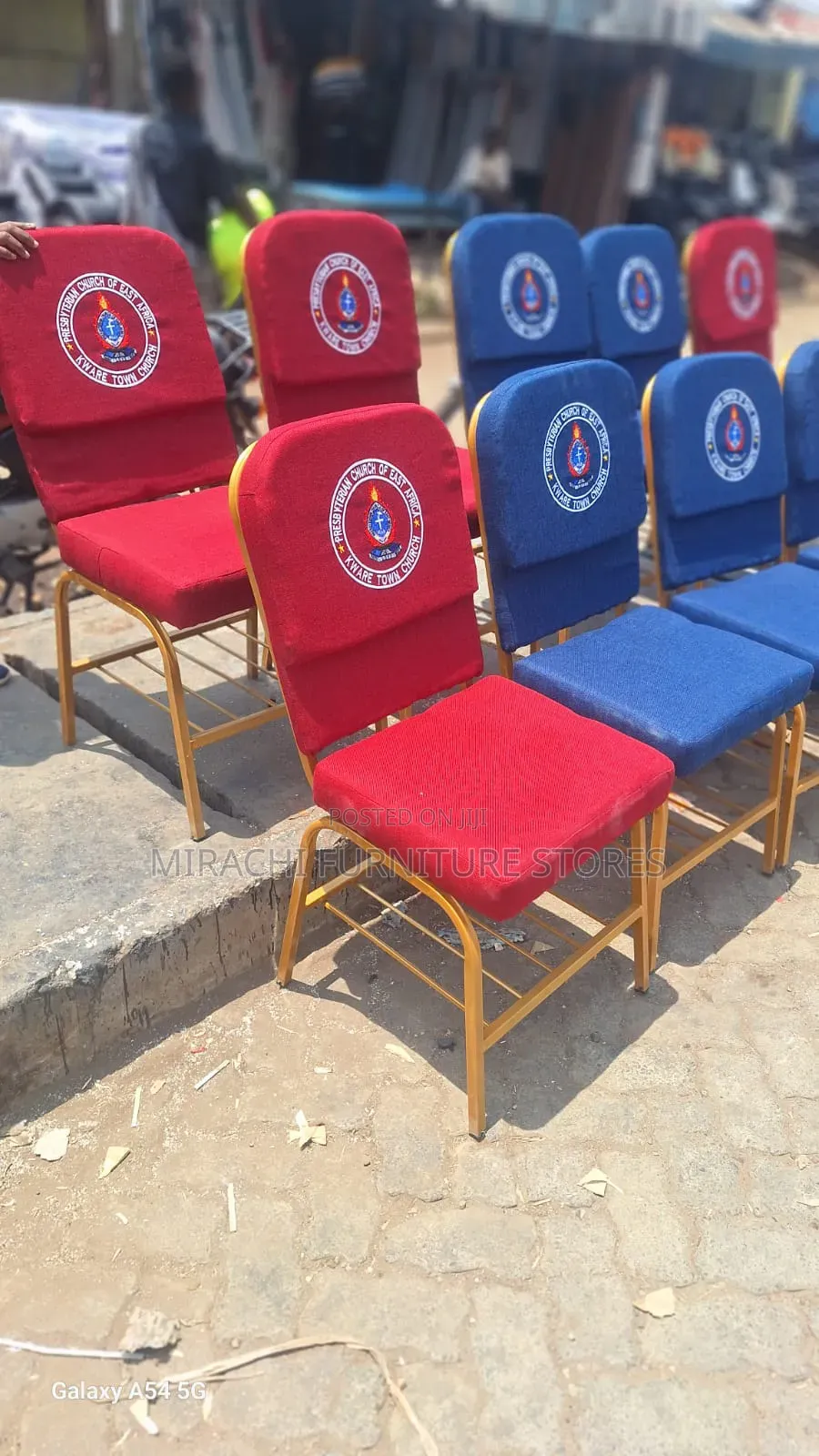 Blue Ad Gold Church Seats