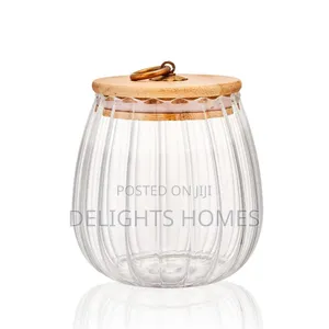 Elegant Ribbed Glass Storage Jar-Bli