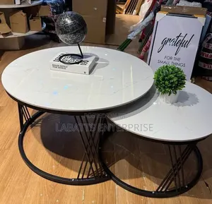 Modern Luxury 2-in-1 Pure Marble Nesting Tables – Black Stand
