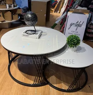 Modern Luxury 2-in-1 Pure Marble Nesting Tables – Black Stand