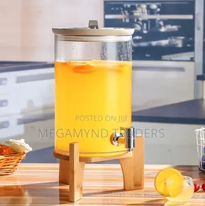 8LTR Juice Dispenser With Bamboo Stand / Glass Beverage Dispenser
