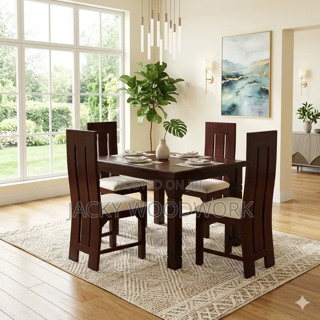 Brand New 4-Seater Solid Mahogany Dining Table Set