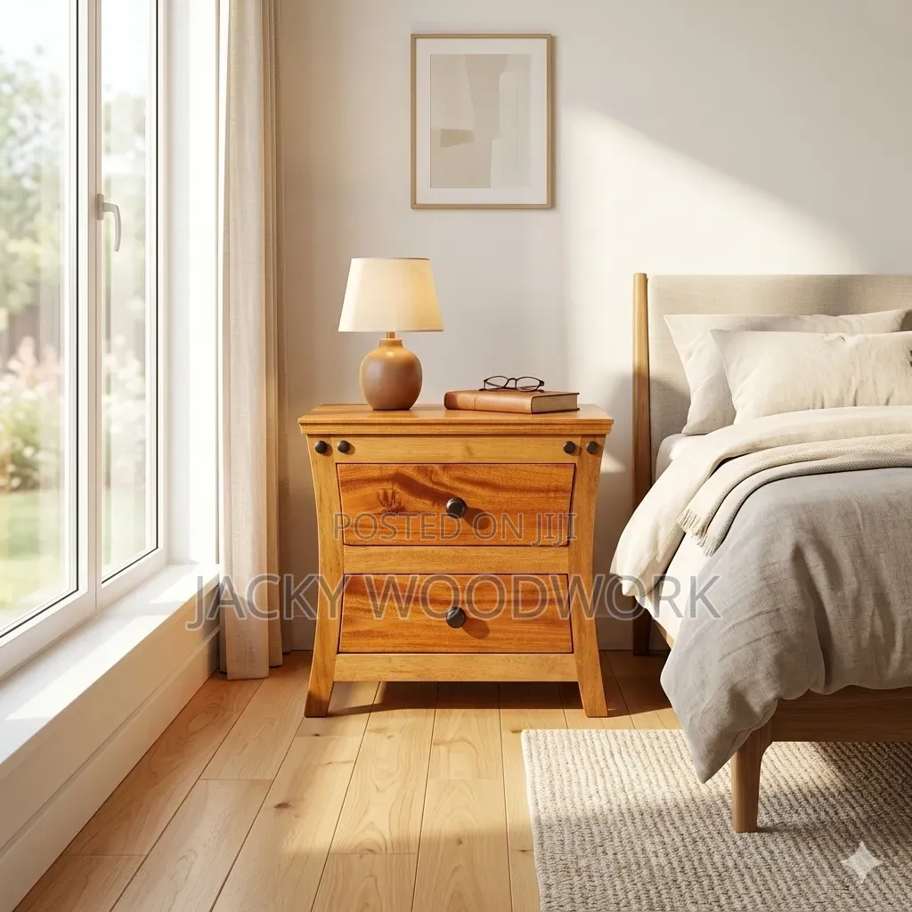 Solid Hardwood 2-Drawer Bedside Table / Nightstand