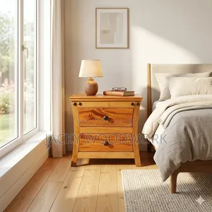 Solid Hardwood 2-Drawer Bedside Table / Nightstand