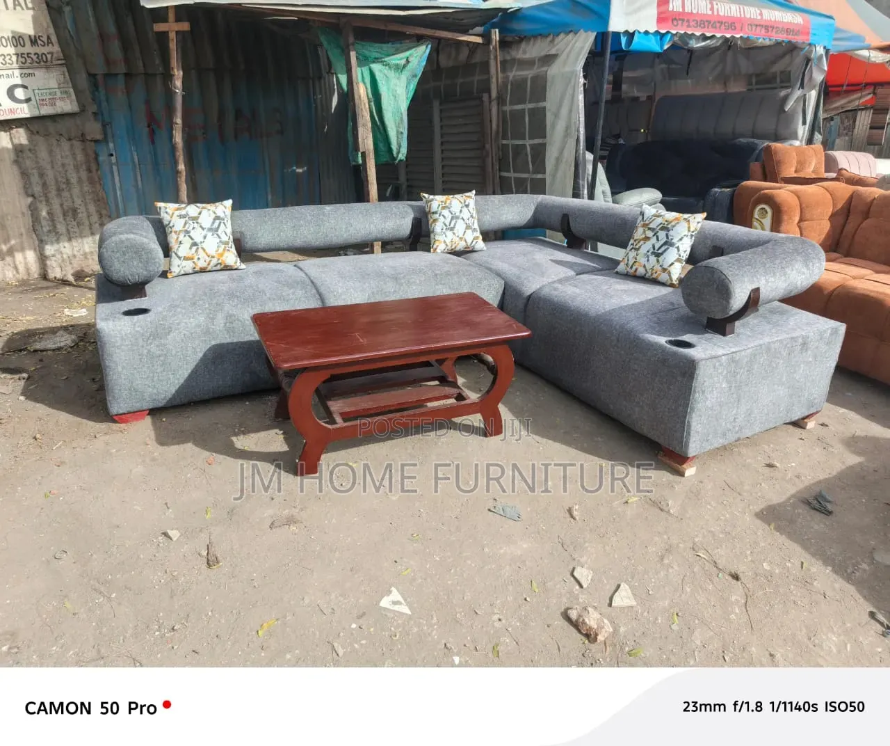 Modern L Shaped Sofa 6 Seator With Spring Cushion