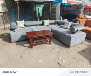 Modern L Shaped Sofa 6 Seator With Spring Cushion