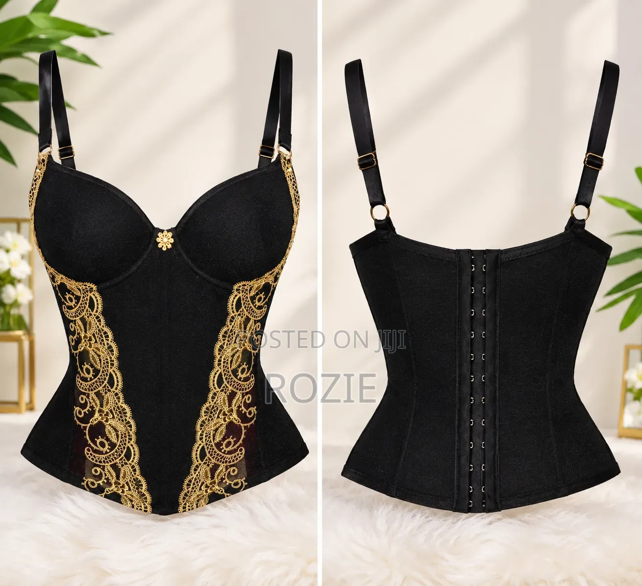 Women's Black Floral Corset Top – Women's Bustier Top