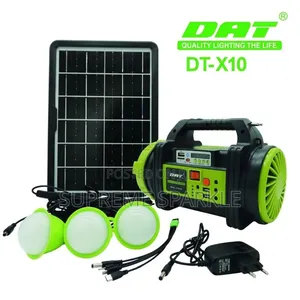 DAT DT-X10 Solar Lighting System Kit 3 Bulbs FM Radio USB Charger