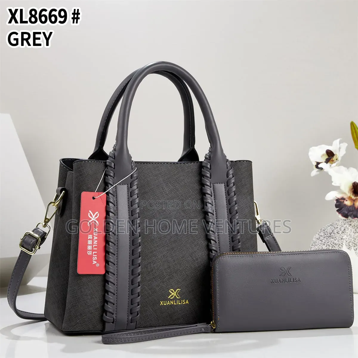 Women Leather Handbag Shoulder Bag Set With Matching Wallet