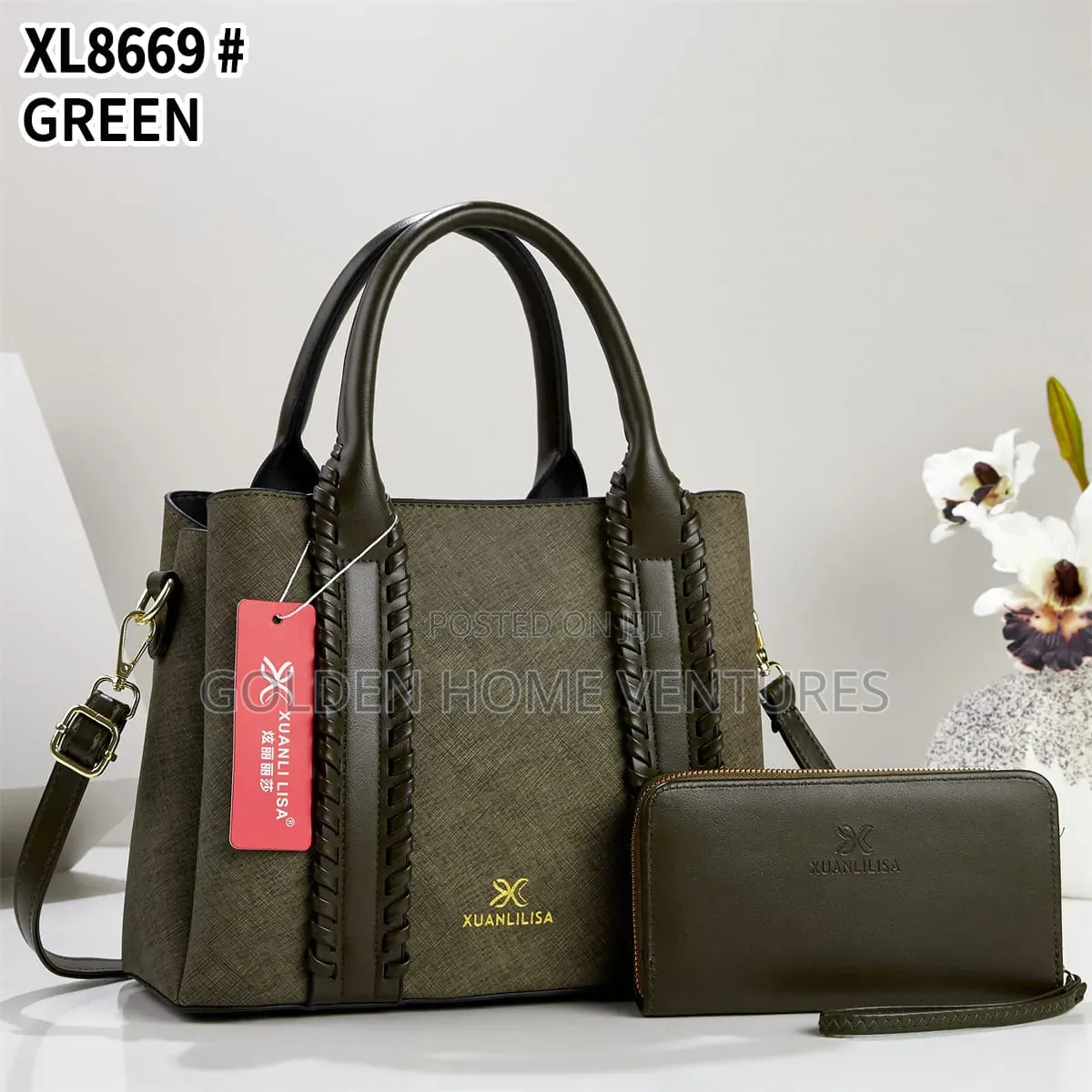 Women Leather Handbag Shoulder Bag Set With Matching Wallet