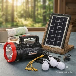 Solar Torch Light( AT X9) FM Radio System 3 Bulbs Charging Cable