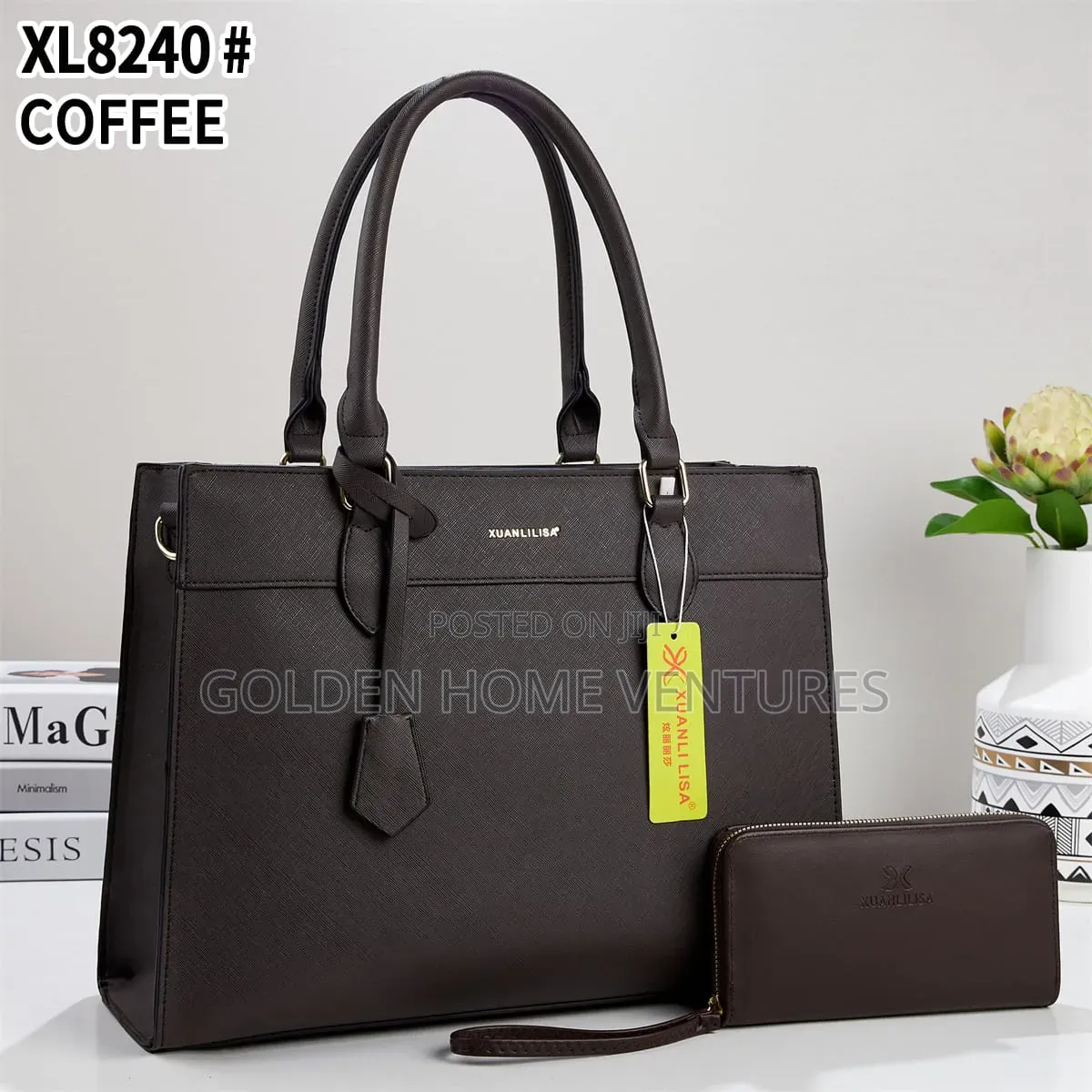 Large Women Leather Laptop Tote Bag Set Matching Wallet