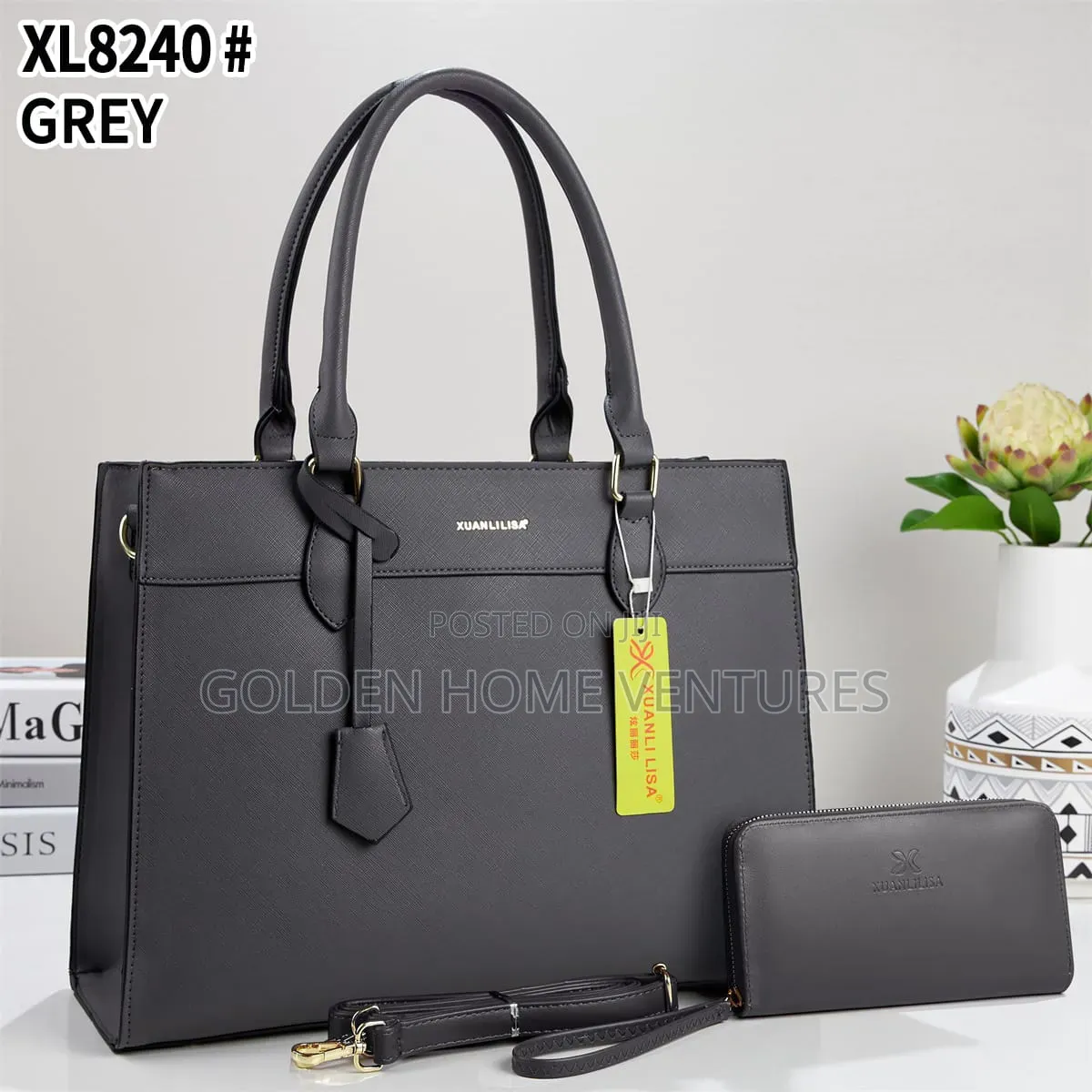 Large Women Leather Laptop Tote Bag Set Matching Wallet